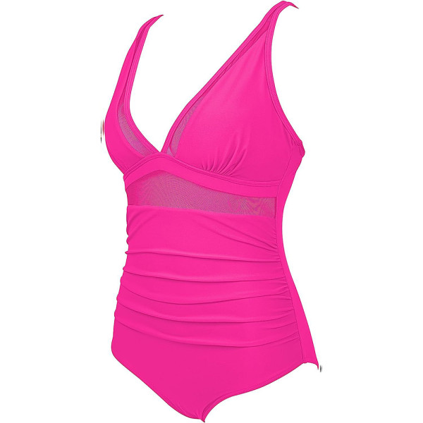 Kvinnors Vadderad Monokini Magkontroll Baddräkt Bikini Baddräkt Sommar Rose red S