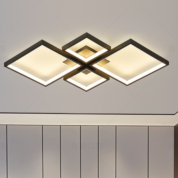 LED Taklampa, steglöst dimbar taklampa, kallvitt/naturvitt/varmvitt, med fjärrkontroll, för sovrum, kök, hall, korridor Black 95x68cm