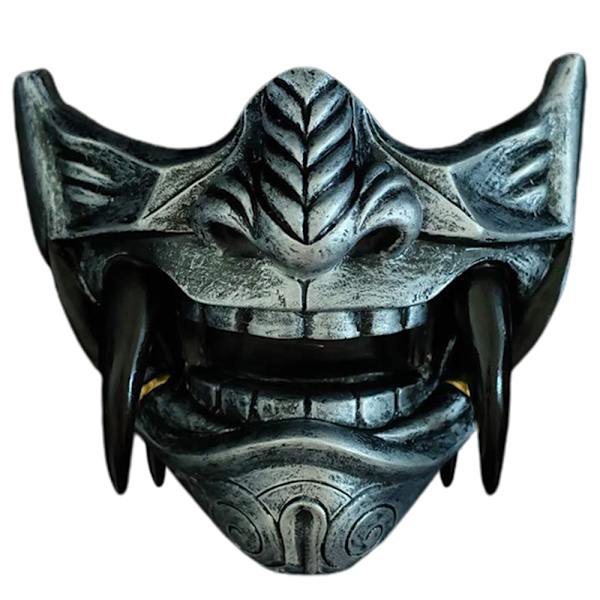 Halv Ansigt Prajna Maske Segl Rød Japansk Maske Cosplay Silver