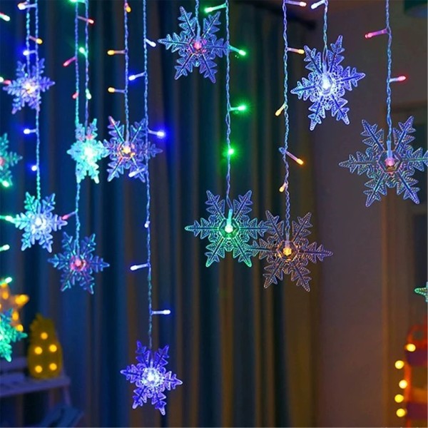 LED-fjärilsgardinljus med fjärrstyrt Fairy Light Xmas Light multicolor snowflakes