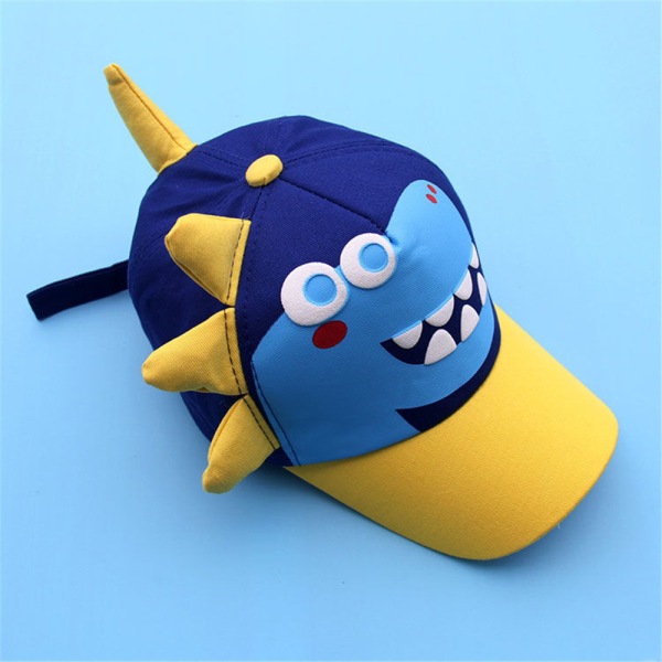 Barn pojke flicka tecknad dinosaurie baseball cap Peaked monterad hatt Blue-Yellow