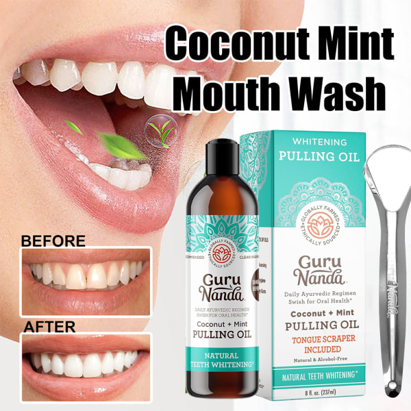 Oil Pulling Coconut and Peppermint Oral Whitening Health Teeth