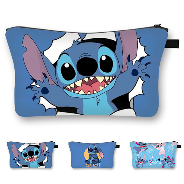 Disney Lilo och Stitch necessär sminkväska för handväska söta kosmetiska väskor bärbar pennfodral kosmetisk förvaringsväska tvättpåse reseväska C