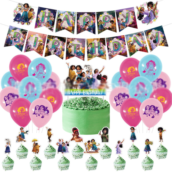 Encanto tema födelsedagsfest dekoration Banner ballonger Set