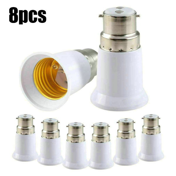 8-pack Glödlampeadapter Konverter B22 Ljussockel till B27 Glödlampsockel 8pcs