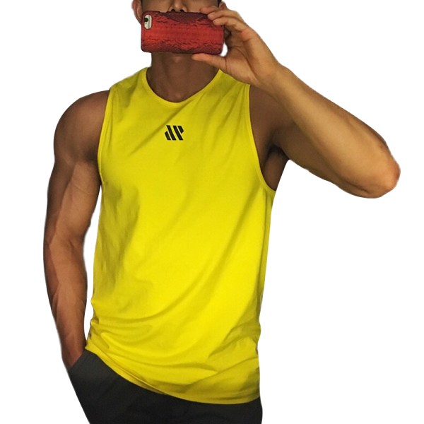 Fitness gym tank tops för män, ärmlösa muskelshirts, atletiska träningströjor med torr passform, M-3XL Yellow L