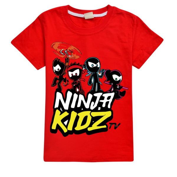 Ninja Kidz Barn T-shirt Sommar Casual Kortärmad Tryckt Tee Toppar Fans Pojkar Flickor Jul Födelsedagspresent Red 150cm