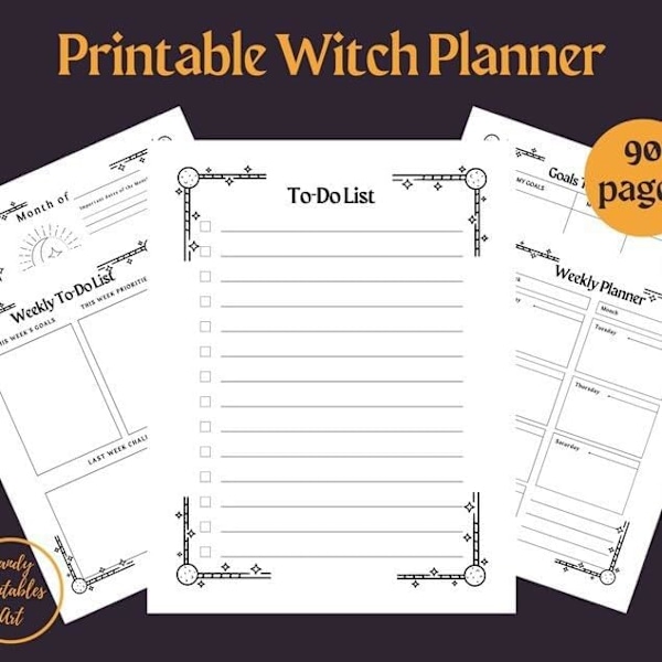 Witchy Planner Månfas Daglig/Veckovis/Månadsvis Organiserare för Oorganiserade Personer för Tonåringar Studenter