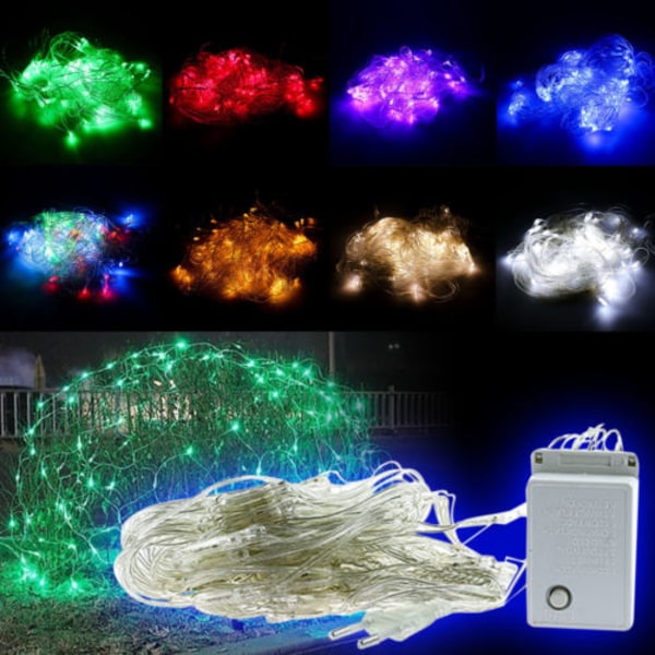 LED Christmas Fairy Lights Net Mesh String Light Curtain Lights purple 1.5*1.5m