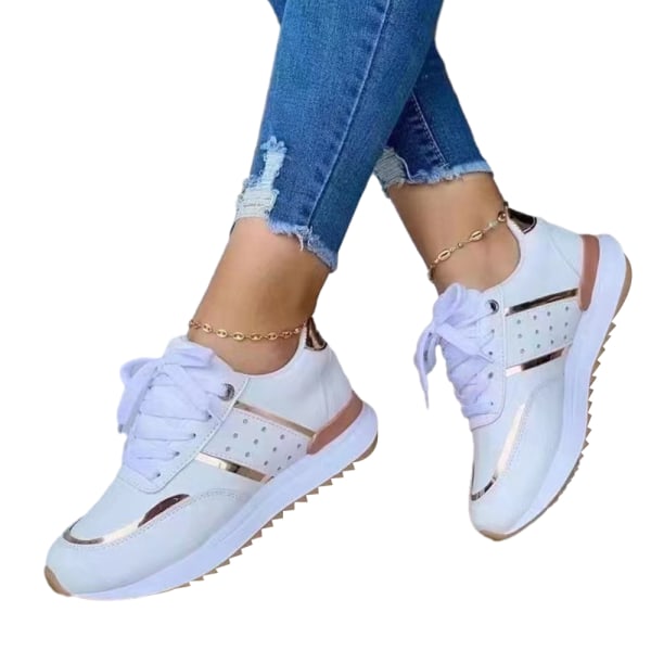 Kvinnors Slip On Flat Shoes Outdoor Sneaker Mode Sportskor white 36