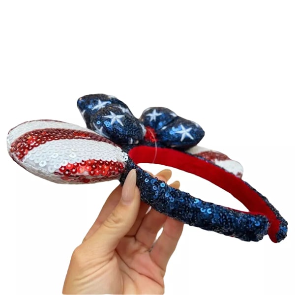 Stjerner Stribe Americana Minnie Mouse Ører Hårbøjle Flag Patriotisk 4. Juli Rekvisitter