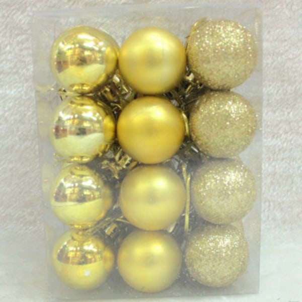 24st/låda Glitter Bauble Ball Julgranshängande dekoration Gold 24pcs