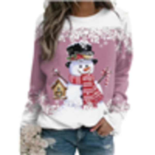 Juletopper for kvinner Snømann Gensere Langermet Bluse C M