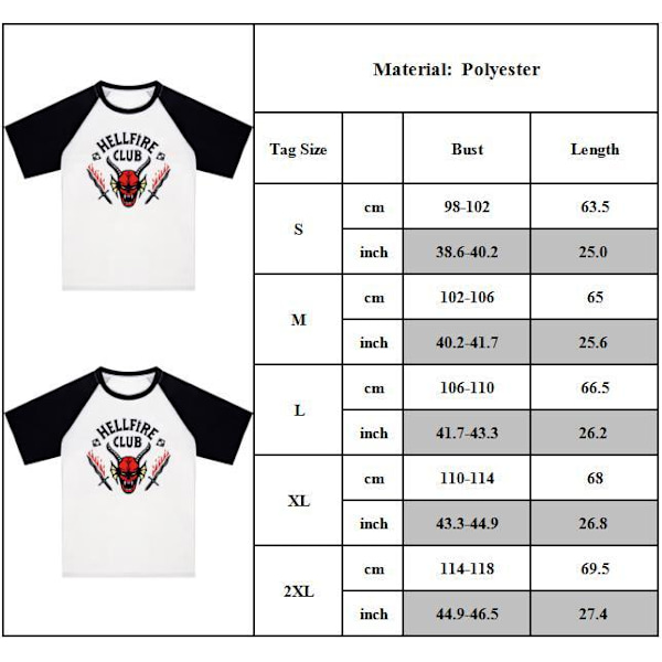 Stranger Things Hellfire Club T-shirt Unisex Sommar Topp M