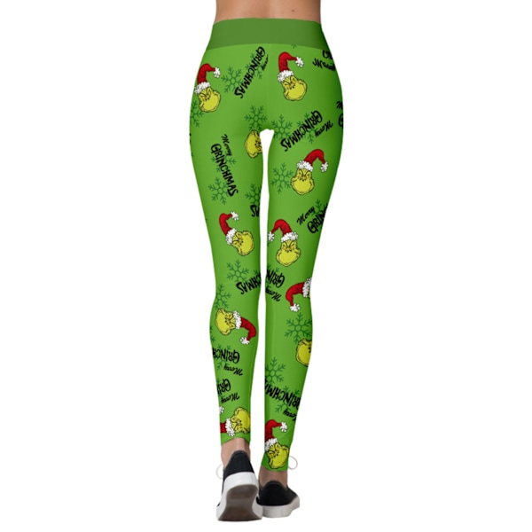 Dam Leggings med Hög Midja, Julrandiga Strumpbyxor A M