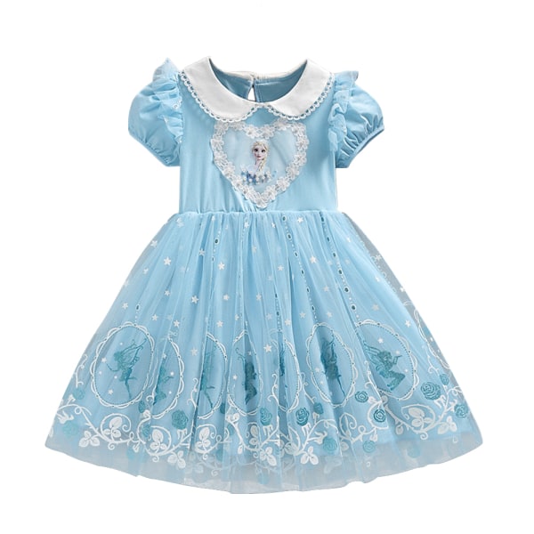 Disney Frozen Elsa Prinsessa Cosplay Kostym Barn Flickor Klänning Födelsedagsfest Fancy Dress Up Julgåva Light blue 140cm