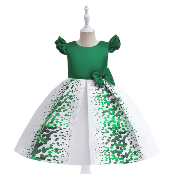 Flickor Julfest Klänning Rosett Elegant Brudtärna Bröllopsklänning Dark green 150CM