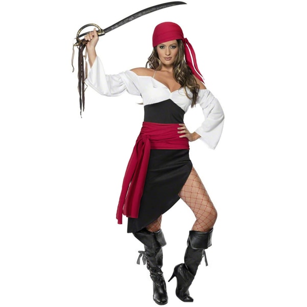 Pirate Scarf Bälte Midje Pannband för Halloween kvinnor och män wine red