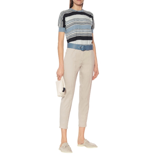LORO PIANA Charms Walk Utsmyckade Mockamules Tofflor White Grey 40