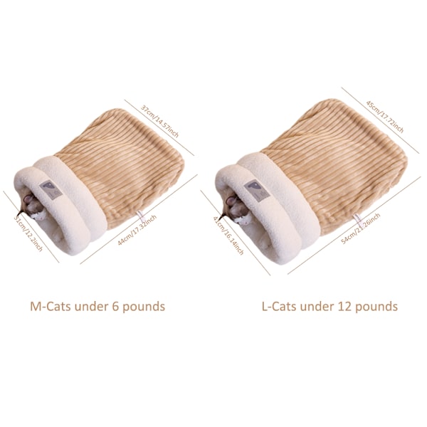 Petsboro Purrnest Sovepose, Kattesovepose til Indendørs Katte, Kat Vintersovepose 360° Wrap, Blød Fluffy Vaskbar Beroligende Kattesovepose Off White L