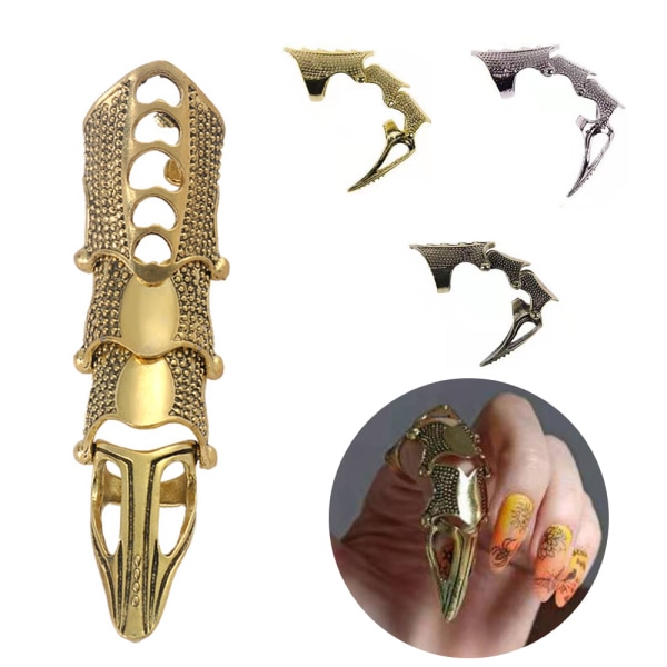 Punk Full Armor Knuckle Joint Claw Finger Ring Halloween Cosplay Silver