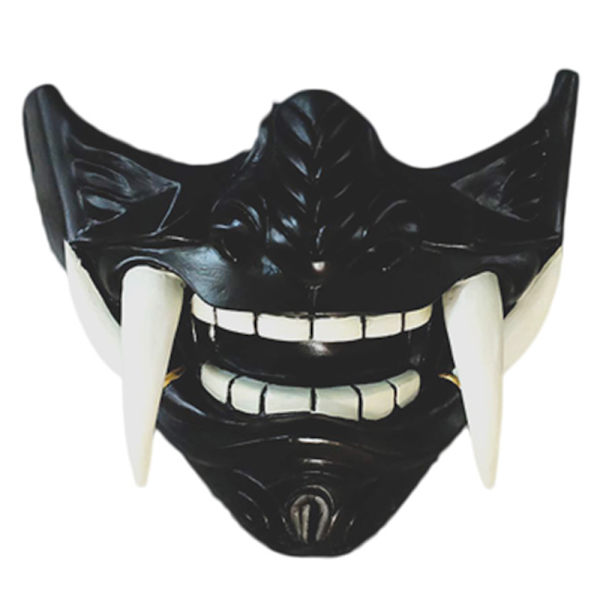 Halv Ansigt Prajna Maske Segl Rød Japansk Maske Cosplay Black