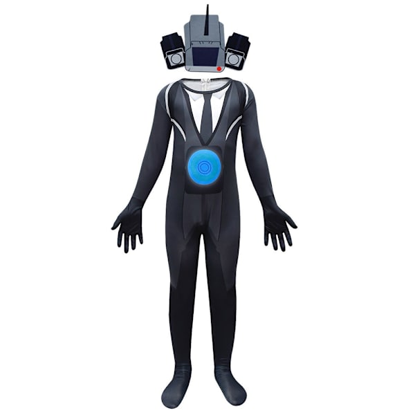 Halloween Barnkostymer för Barn Skibidi Toalett TV Jumpsuit Mask 130cm