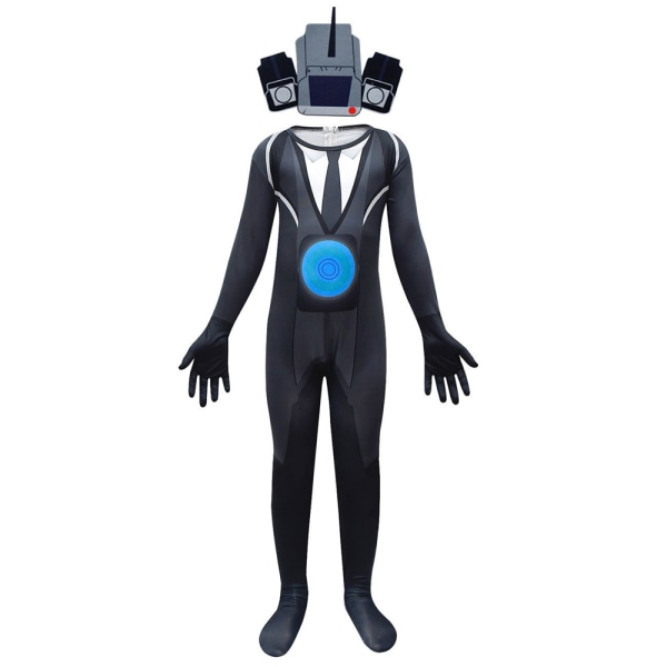 Halloween Barnkostymer för Barn Skibidi Toalett TV Jumpsuit Mask 150cm