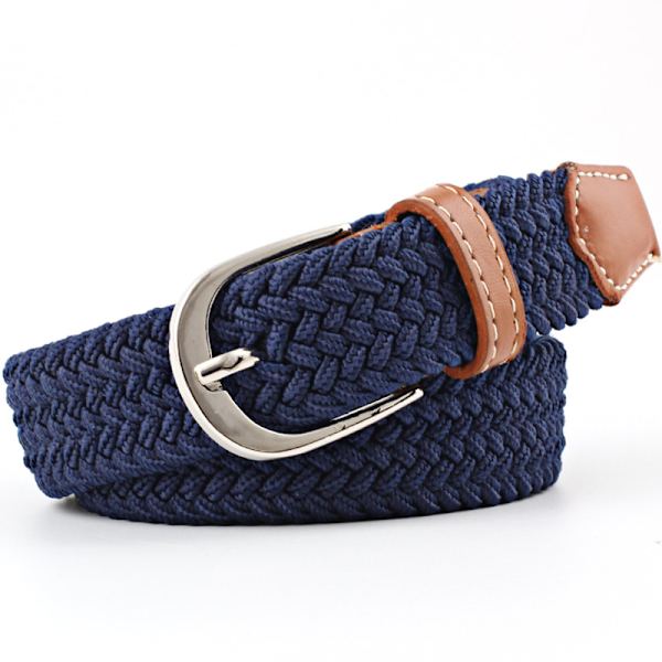 Läder Canvas Flätad Midjebälte Vävt Bälte för Jeans Byxor navy blue