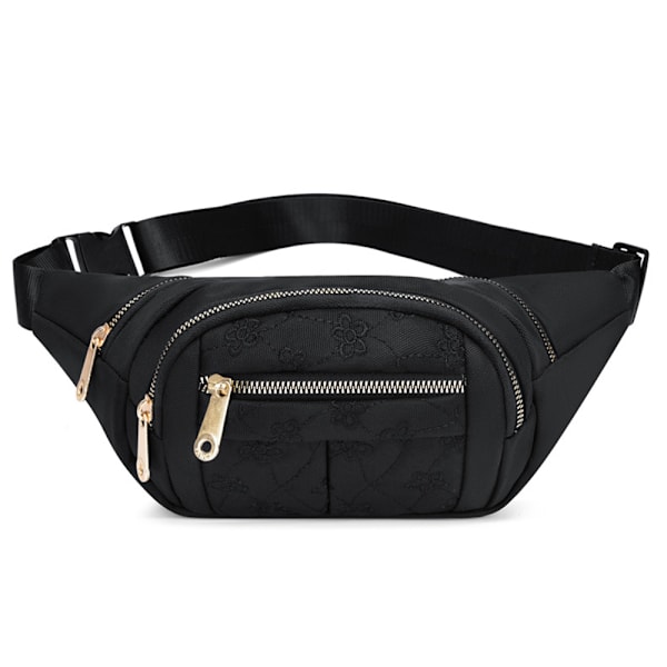 Män Kvinnor Dragkedja Tryckt Bröstväska Bum Bag Midjeväska black