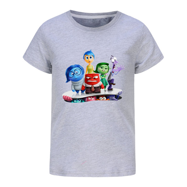 9-16 år pojkar flickor sommar kortärmad toppar Inside Out 2 barn bomull rund hals T-shirt Grey 140cm