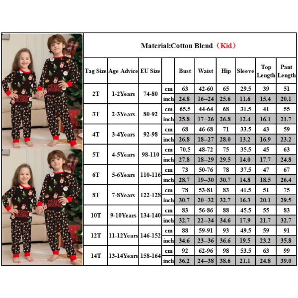 Julpyjamas Matchande familjeuppsättningar Print Loungewear Kids 6T