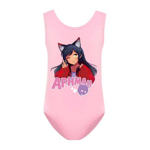 Aphmau Barn Flickor Tecknad Baddräkt Hel Baddräkt Simning för Sommar Strand Semester Pool Surfing Pink 120cm