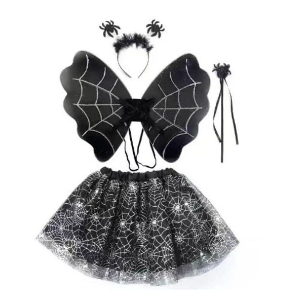 4 stk. Baby Jenter Fairy Halloween Sett Vinger Hodebånd Tutu Skjørt B