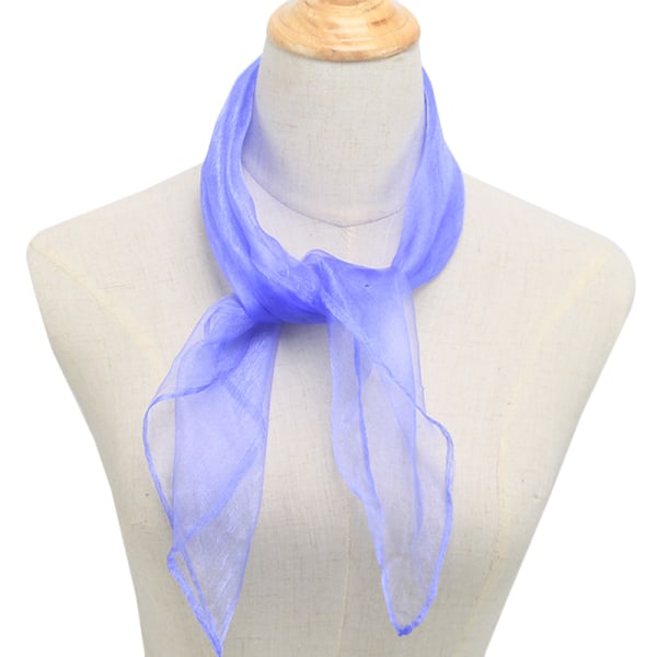 Dame 50'er firkantet chiffon hals hoved tørklæde tørklæder wrap Light Purple 60*60cm