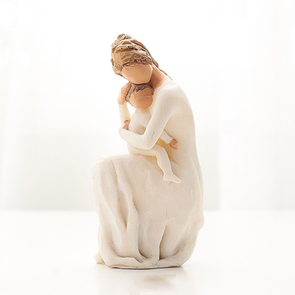 Mamma och Baby Skulptur Figuriner Harts Ornament Heminredning Mom&Baby