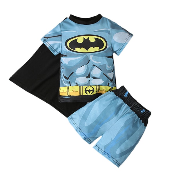 Batman Sommarkläder Outfits Set Skjorta Shorts Cape Barn Pojkar Batman 5-6 Years = EU 110-116