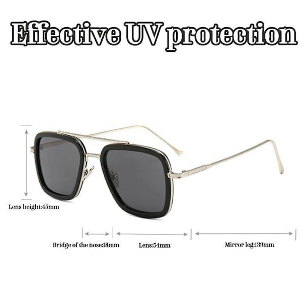 Fyrkantiga Solglasögon för Kvinnor Män Vintage Metall Solglasögon Silver Frame Gradient Gray Lenses