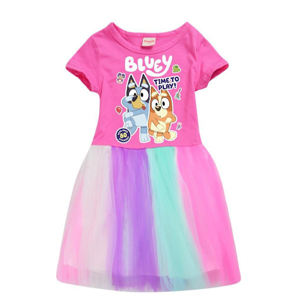 Barnflickor Hundar Tryckt Tutu Tulle Skjorta Klänning Sommar Casual Klänningar Sovrum Rose red 110cm