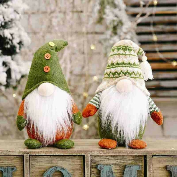 Jultomte Plyschdocka Santa Tomte Figur Juldekoration green hat