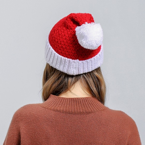 Jultomte Stickad Mössa Jul Vinter Ull Varm Virkad Beanie Red 1pcs
