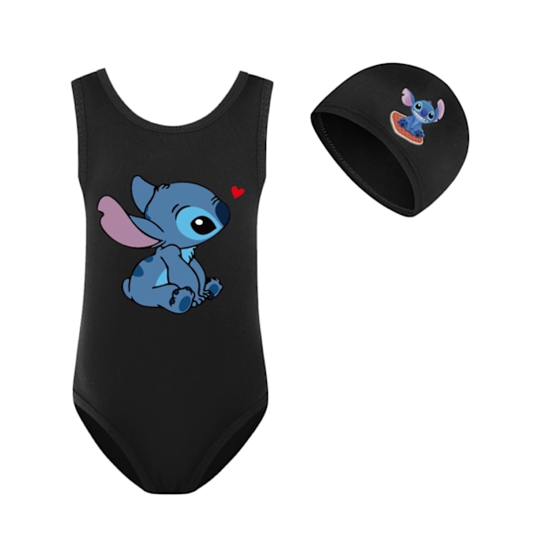 Lilo & Stitch Barn Flickor Tecknad Baddräkt Hel Baddräkt Med Badmössa för Sommar Strand Semester Pool Surf #6 130cm
