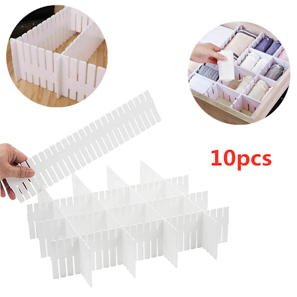 10-pak Skuffeinddelere DIIY Gitter Skuffeopbevaring White 12pcs