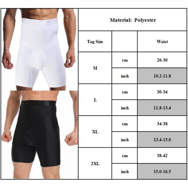 Shapewear-shorts för magkontroll för män med hög midja Body Shaper White XL