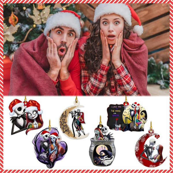The Nightmare Before Christmas Jack & Sally Hängande Smycke Julgåva E