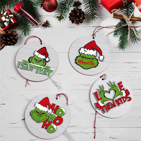 24 kpl The Grinch Joulukoristeellinen riipus Joulukuusen koristelu, Kuinka Grinch varasti joulun ja lahjat, Jouluriipus 24PCS