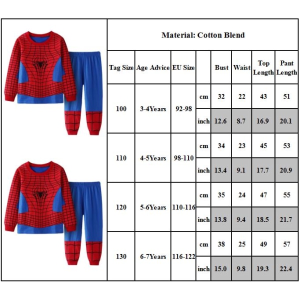 Barnens Spiderman Pyjamas Outfit Långärmad Sovkläder Set