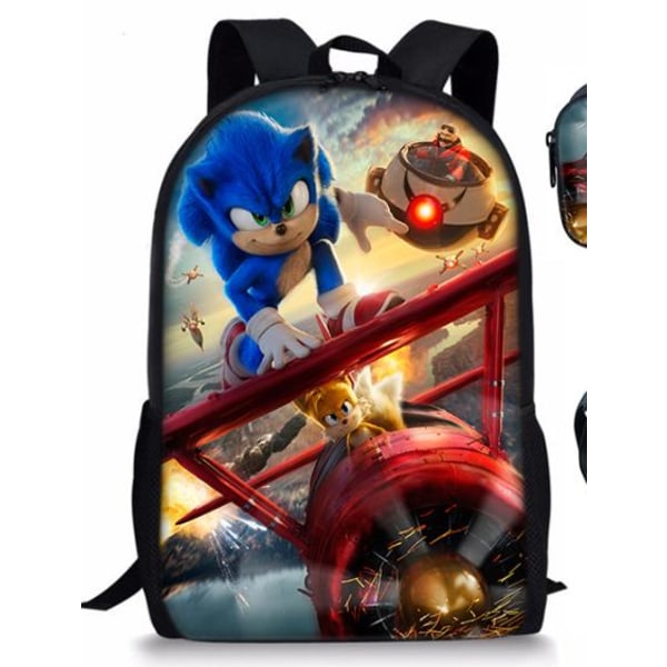 Sonic 2 Ryggsäck för pojkar och flickor Skolväska gaming bokväska E