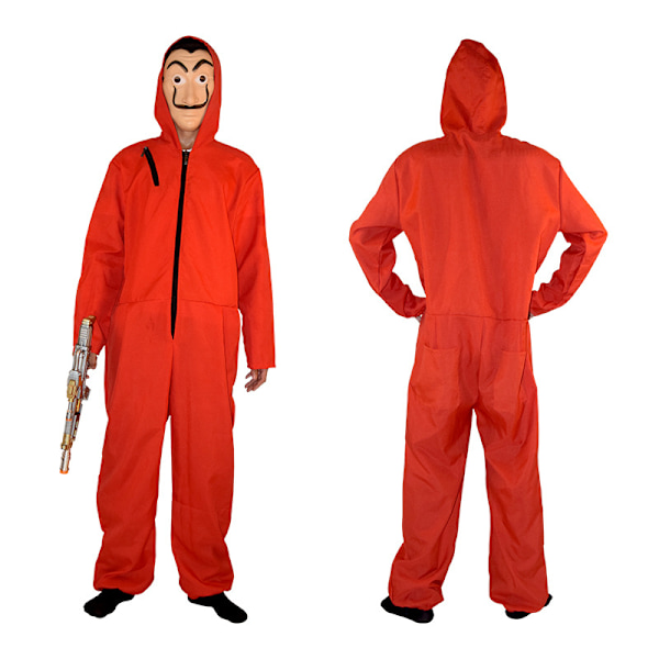Money Heist Karneval Cosplay Kostym Jumpsuit Och Mask Halloween Party Kläder M