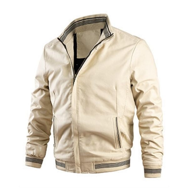 Pilotjakke til mænd med varm lynlås, vinterfrakke, letvægts afslappet vindjakke med lommer Khaki 4XL